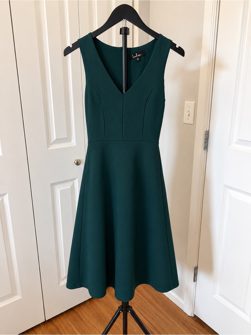 Lulu's Deep Teal V-Neck Fit & Flare Midi Dress